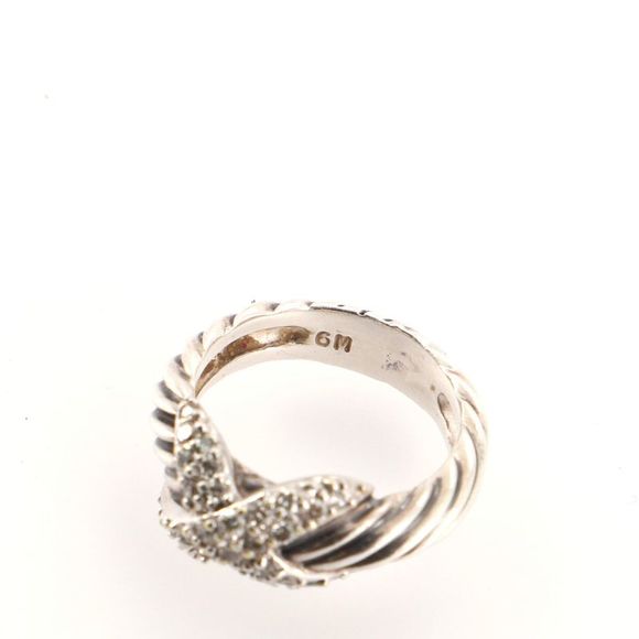 David Yurman Cable X Ring Sterling Silver with 18k White Gold and Diamonds - - Picture 5 of 5